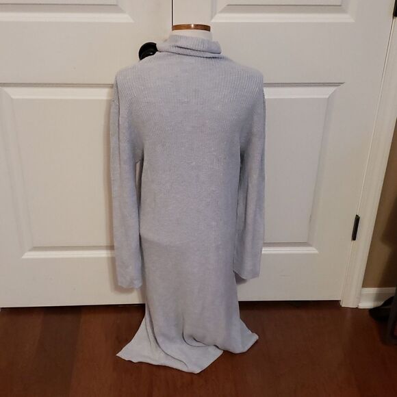 Abound Womens Ribbed Mock Neck Slit Midi Sweater Dress Grey Size Medium NWOT - Picture 2 of 7